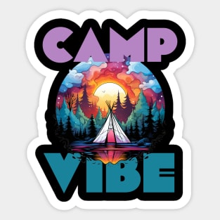 Camp Vibe Retro Colorful Sunset Print Sticker